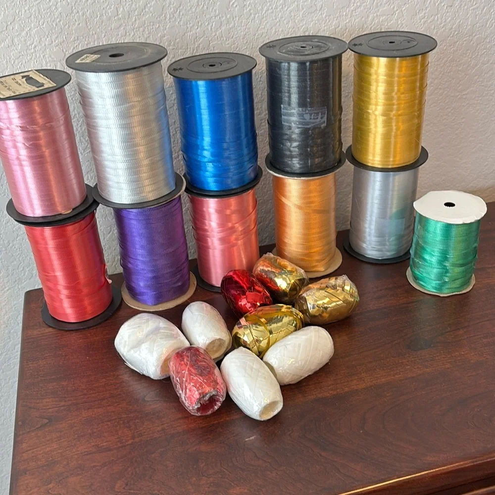 3/16” Curling ribbon lot - assorted sizes & colors- approx 5,000 yards!